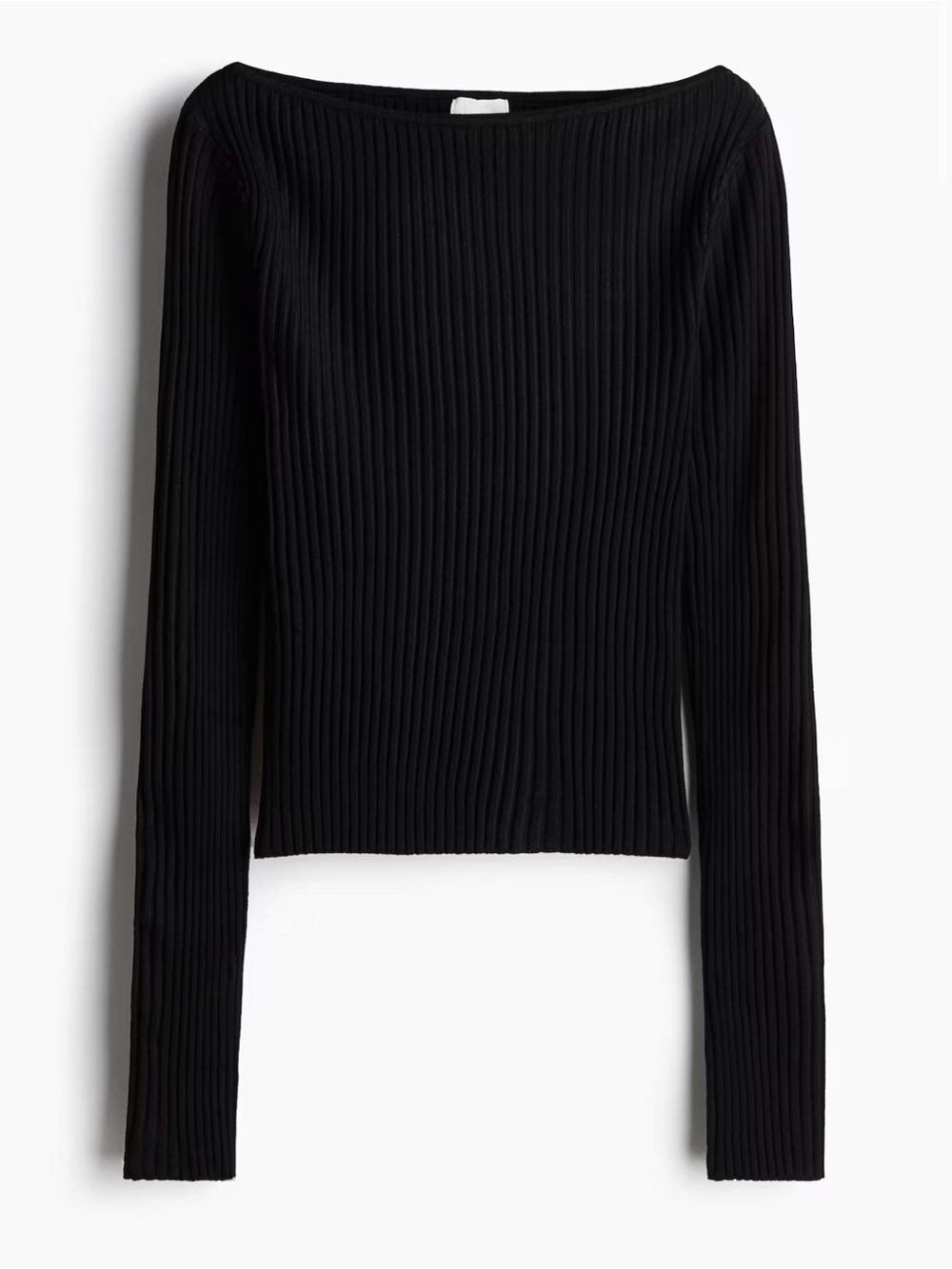 H&M Black Ribbed Knit Boat Neck Top